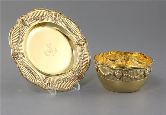 A George V silver gilt bowl and stand, Charles Stuart Harris & Sons, 11oz.